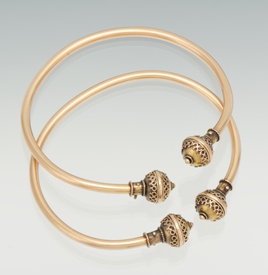 A Pair of Gold Cuff Bracelets