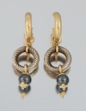 A Pair of Gold Silver and Hema