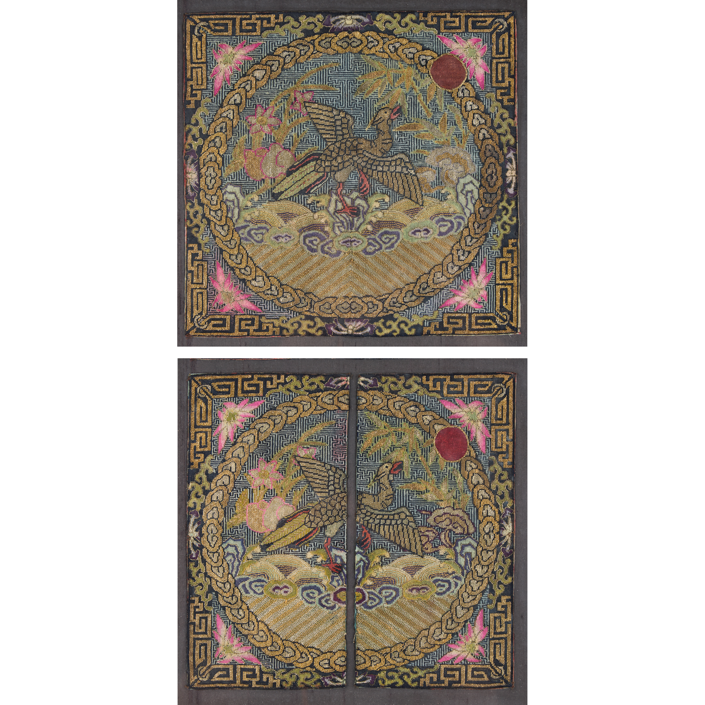 A Pair of Gold Thread Embroidered