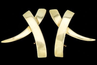 A Pair of Gold X Shape Ear Clips