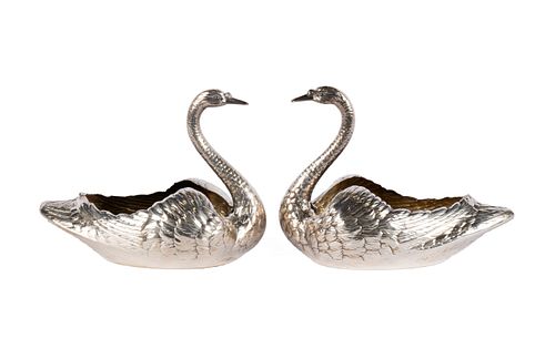 A PAIR OF GORHAM STERLING SWAN