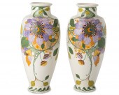 A PAIR OF GOUDA FLORAL EARTHEN
