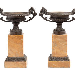A Pair of Grand Tour Bronze Tazze
