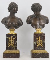 A PAIR OF GRAND TOUR BRONZES A