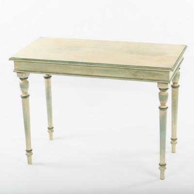 A pair of green and cream painted