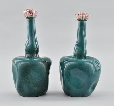 A Pair of Green Porcelain Vases