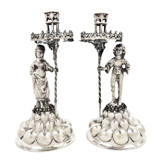 A Pair of Hanau Silver Figural