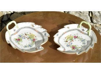A pair of hand painted leaf