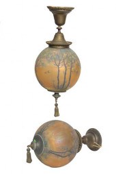 A PAIR OF HANDEL GLOBE SHADE H