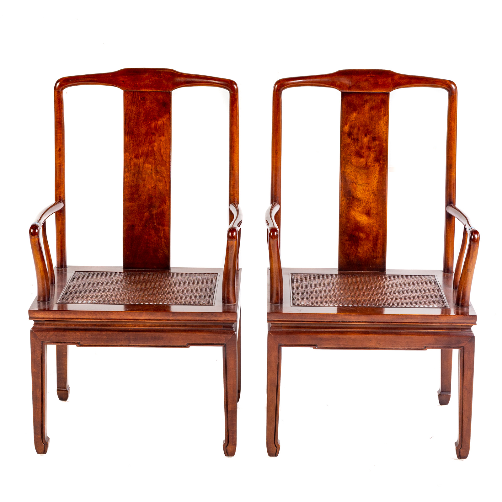 A PAIR OF HENREDON MAHOGANY ARM