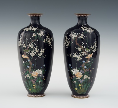 A Pair Of Hexagonal Cloisonne Vases