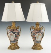 A Pair of Imari Vase Lamps wit