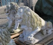 A pair of Indian carved white