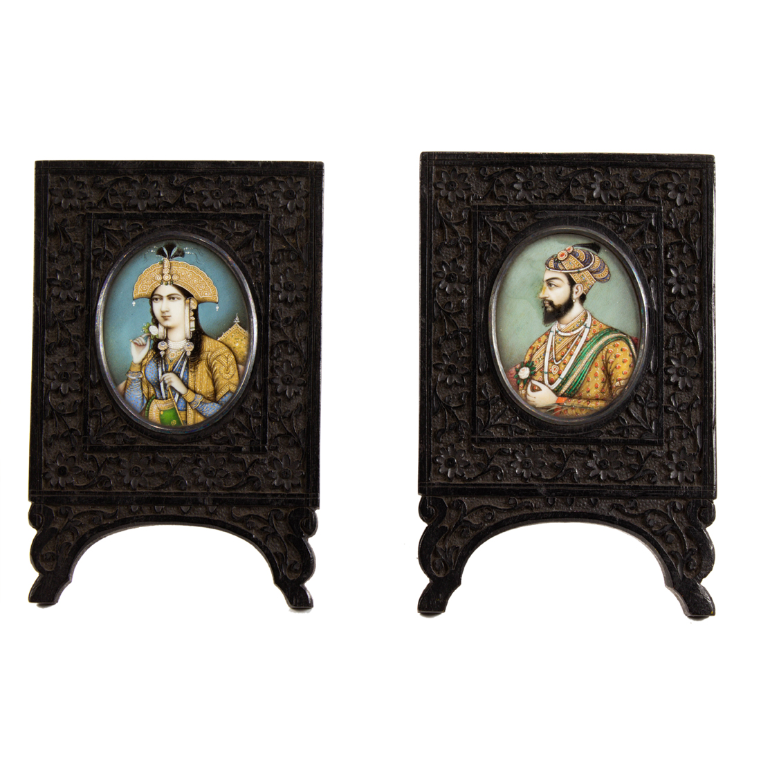 A PAIR OF INDIAN PORTRAIT