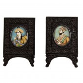 A PAIR OF INDIAN PORTRAIT MINI