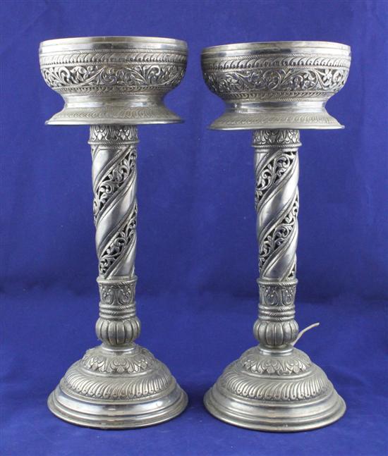 A pair of Indian white metal