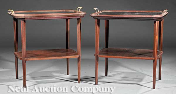 A Pair of Inlaid Mahogany Tea