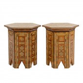 A PAIR OF INTARSIA STANDS Syri