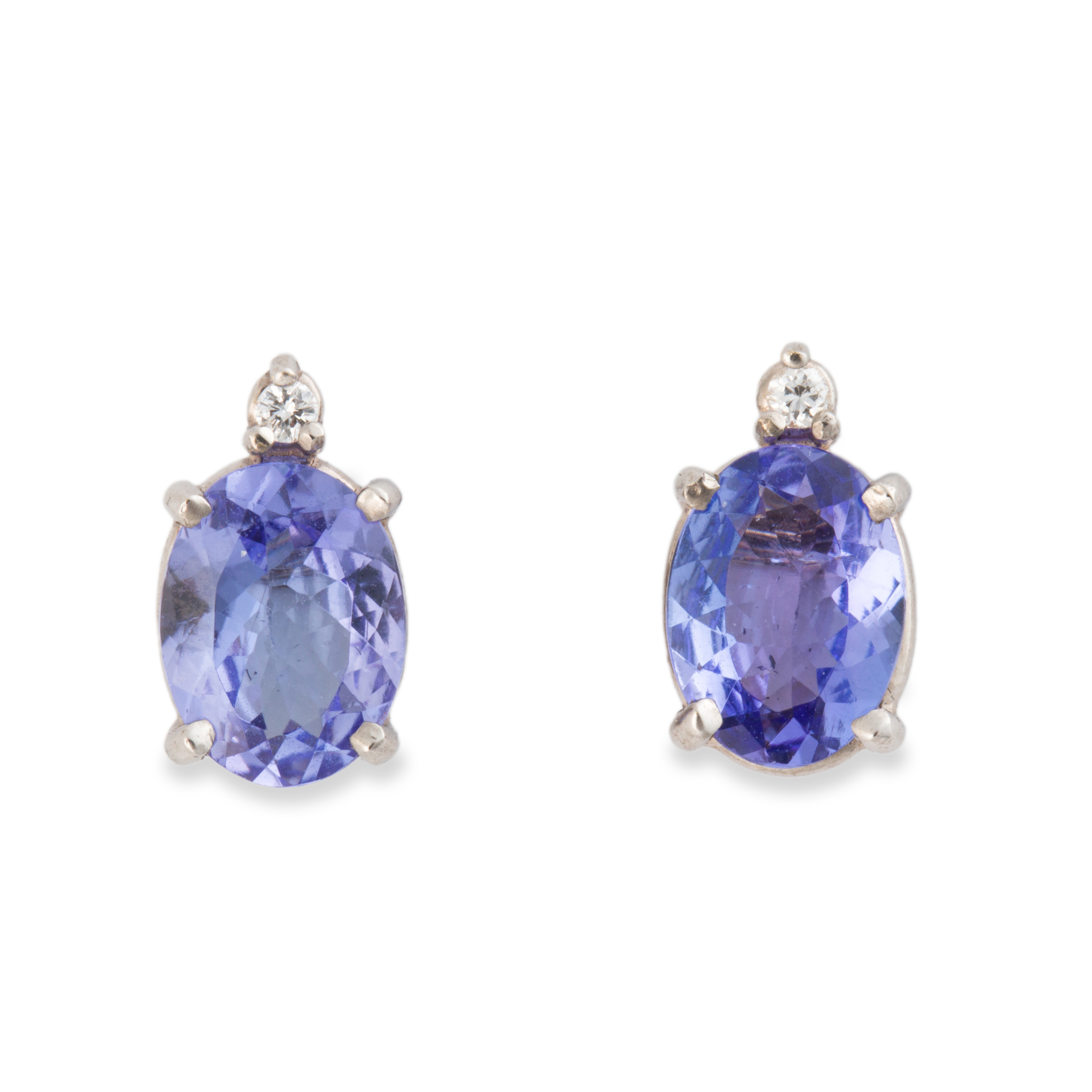 A PAIR OF IOLITE, DIAMOND AND