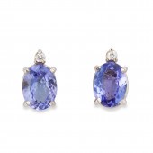 A PAIR OF IOLITE, DIAMOND AND