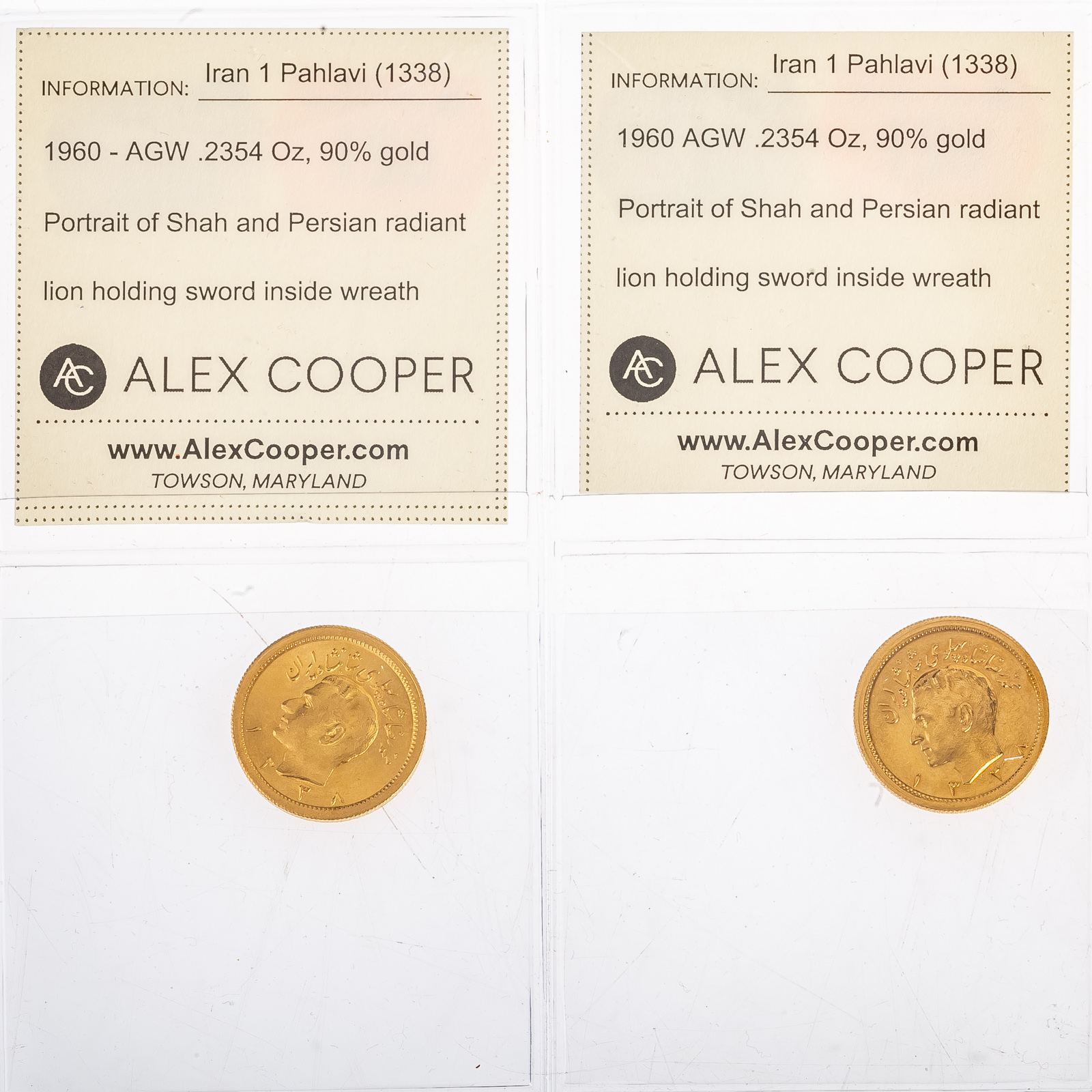 A PAIR OF IRAN - GOLD ONE