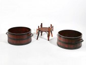 A PAIR OF IRON BOUND WOOD BUSH