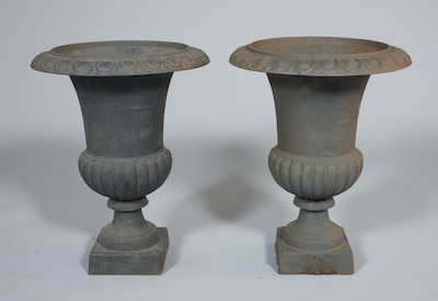 A Pair of Iron Garden Urns Pair