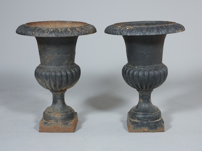 A Pair of Iron Garden Urns Pair
