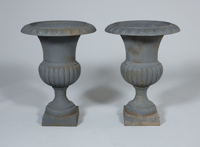 A Pair of Iron Garden Urns Pair