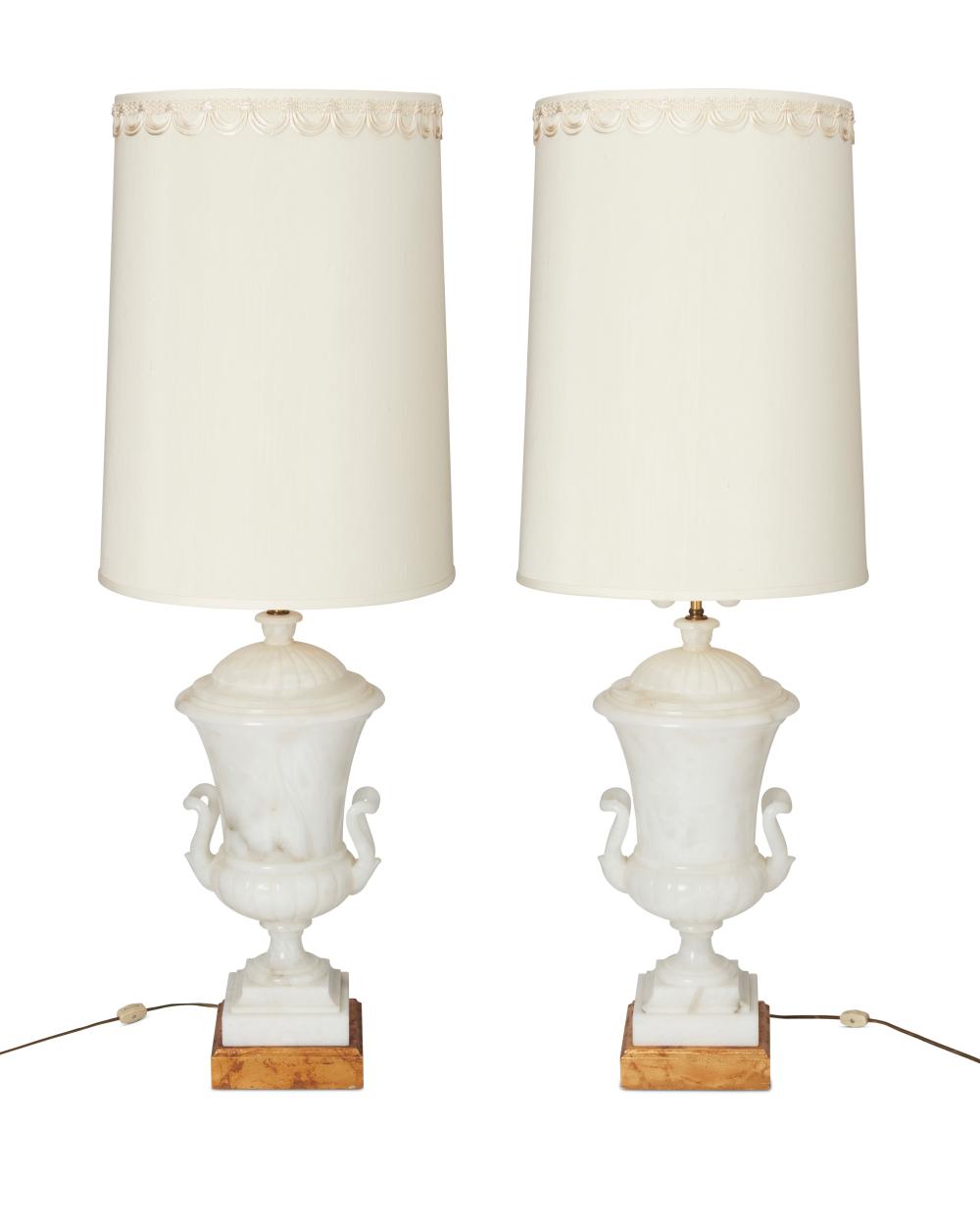 A PAIR OF ITALIAN ALABASTER TABLE