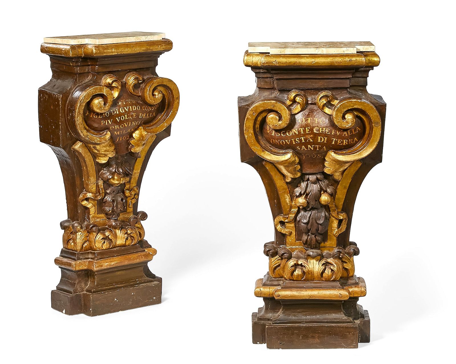 A PAIR OF ITALIAN BAROQUE PAINTED