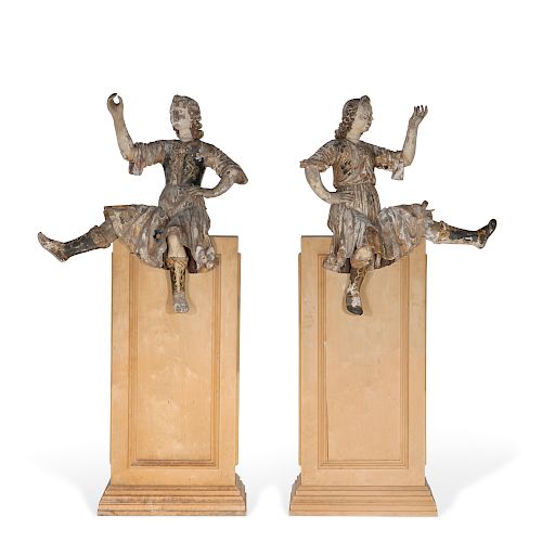 A PAIR OF ITALIAN BAROQUE PAINTED