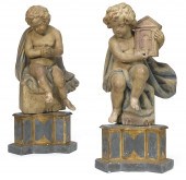 A pair of Italian carved wood