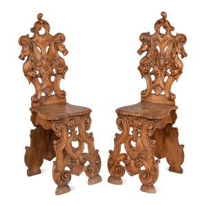 A Pair of Italian Carved Walnut
