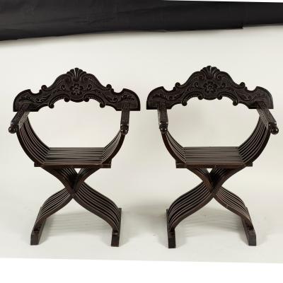 A pair of Italian carved Savonarola
