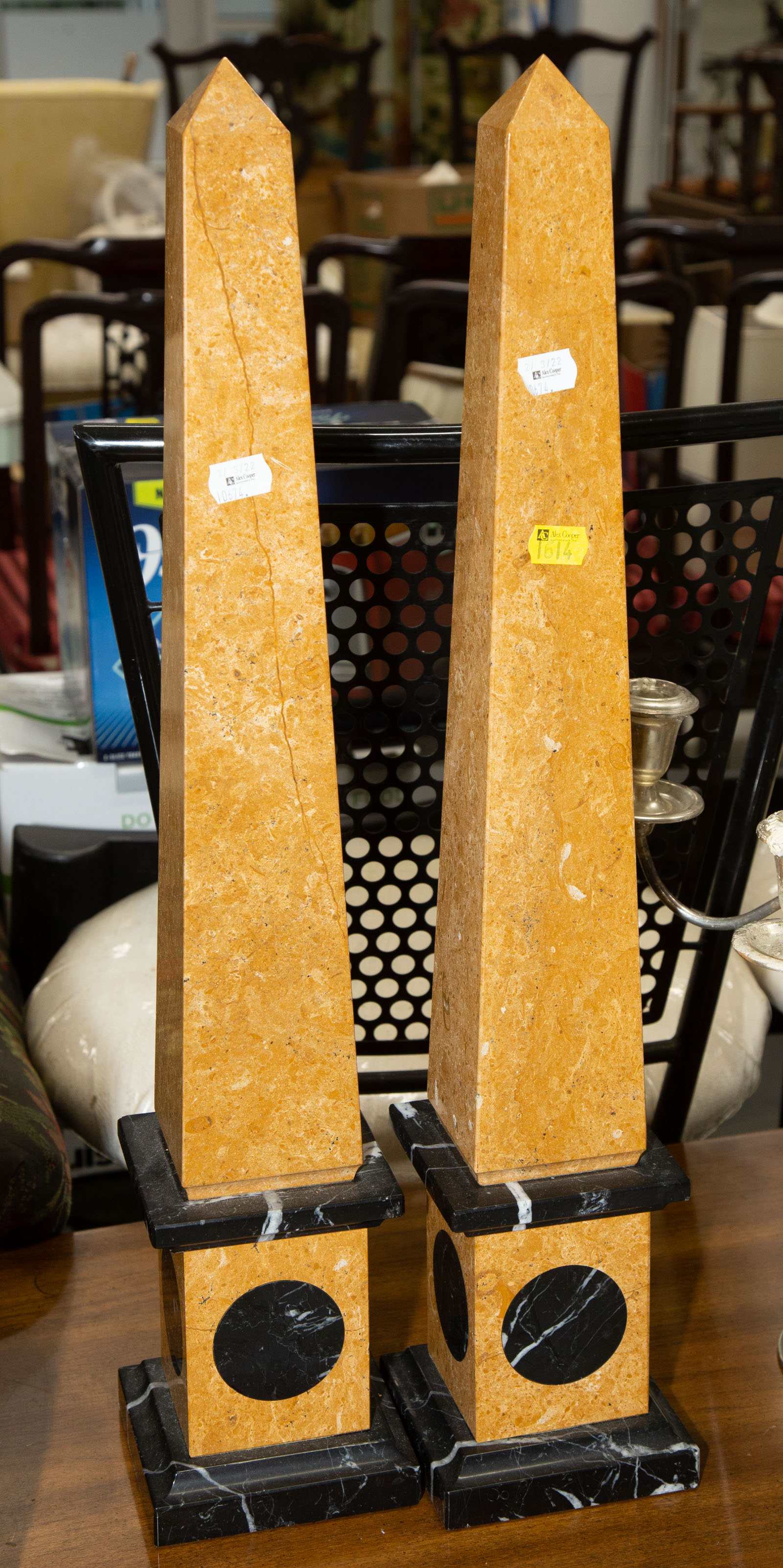 A PAIR OF ITALIAN COLORED STONE