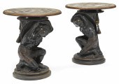 A pair of Italian ebonized low