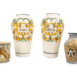 A Pair of Italian Faience Jars 20TH