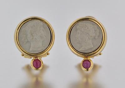 A Pair of Italian Lava Cameo and