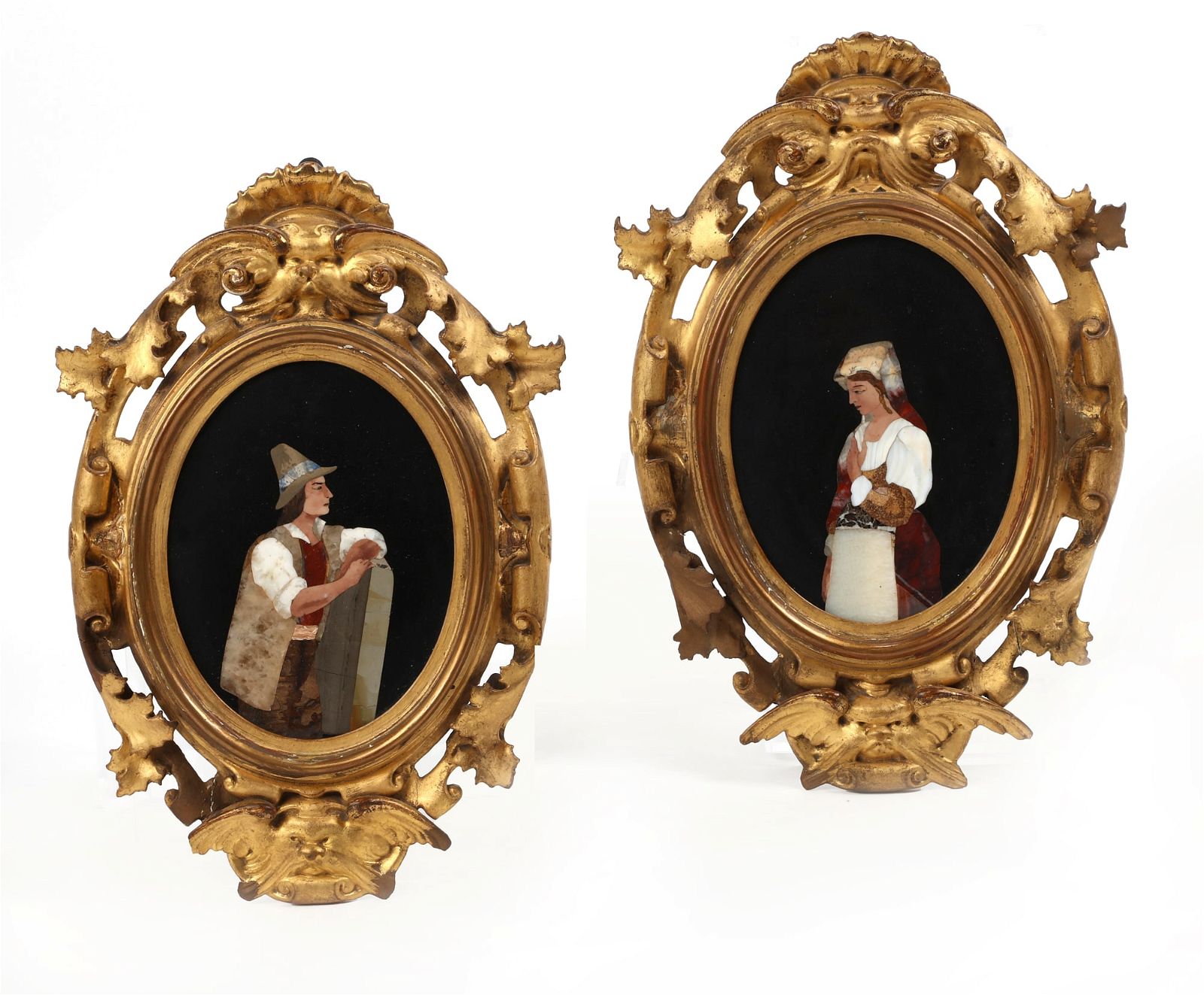 A PAIR OF ITALIAN PIETRA DURA