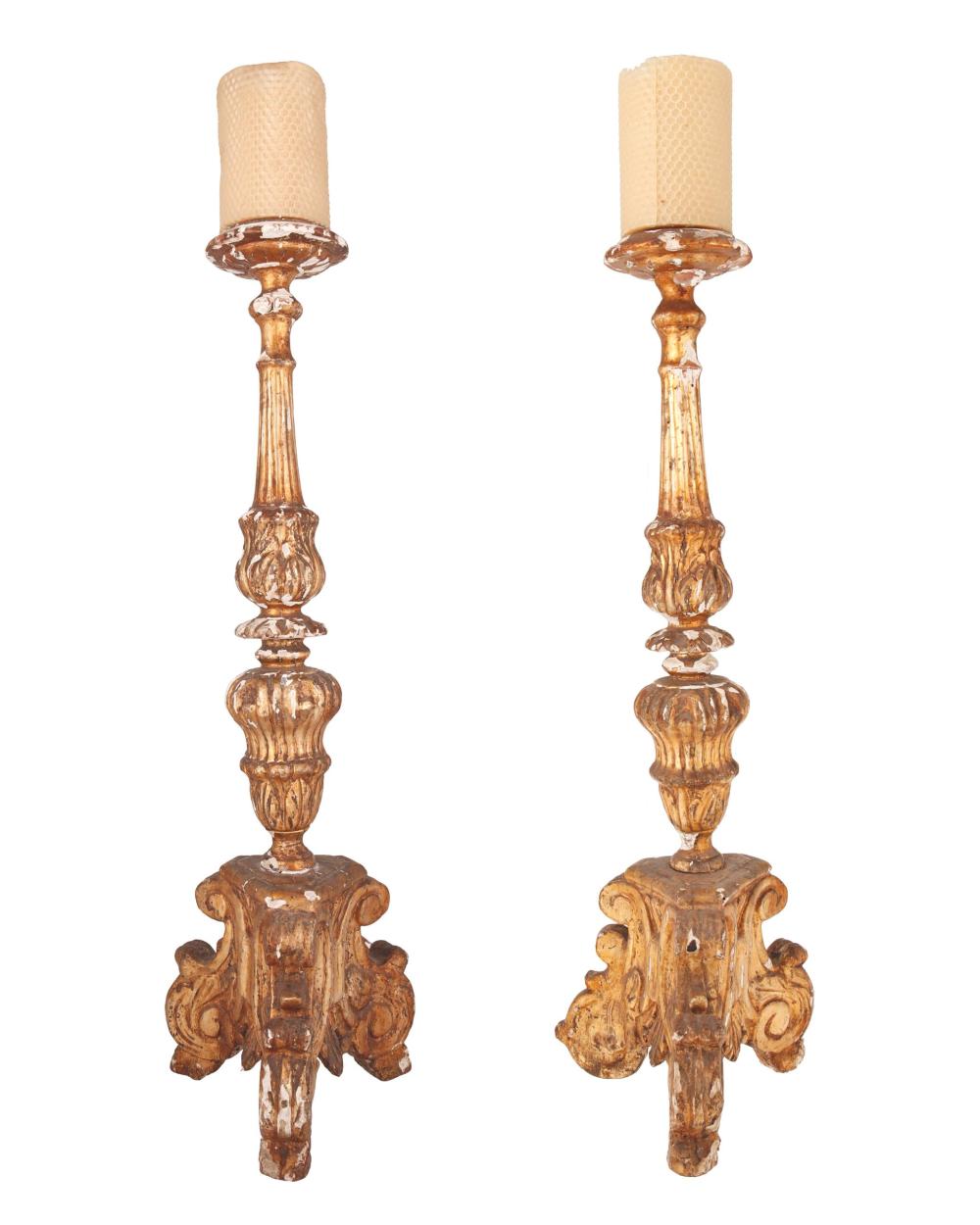 A PAIR OF ITALIAN PRICKET