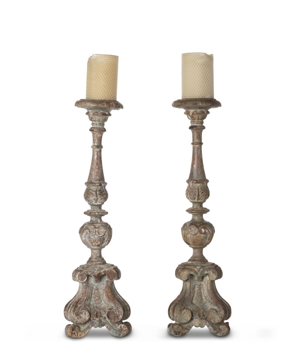 A PAIR OF ITALIAN PRICKET