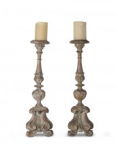 A PAIR OF ITALIAN PRICKET CAND