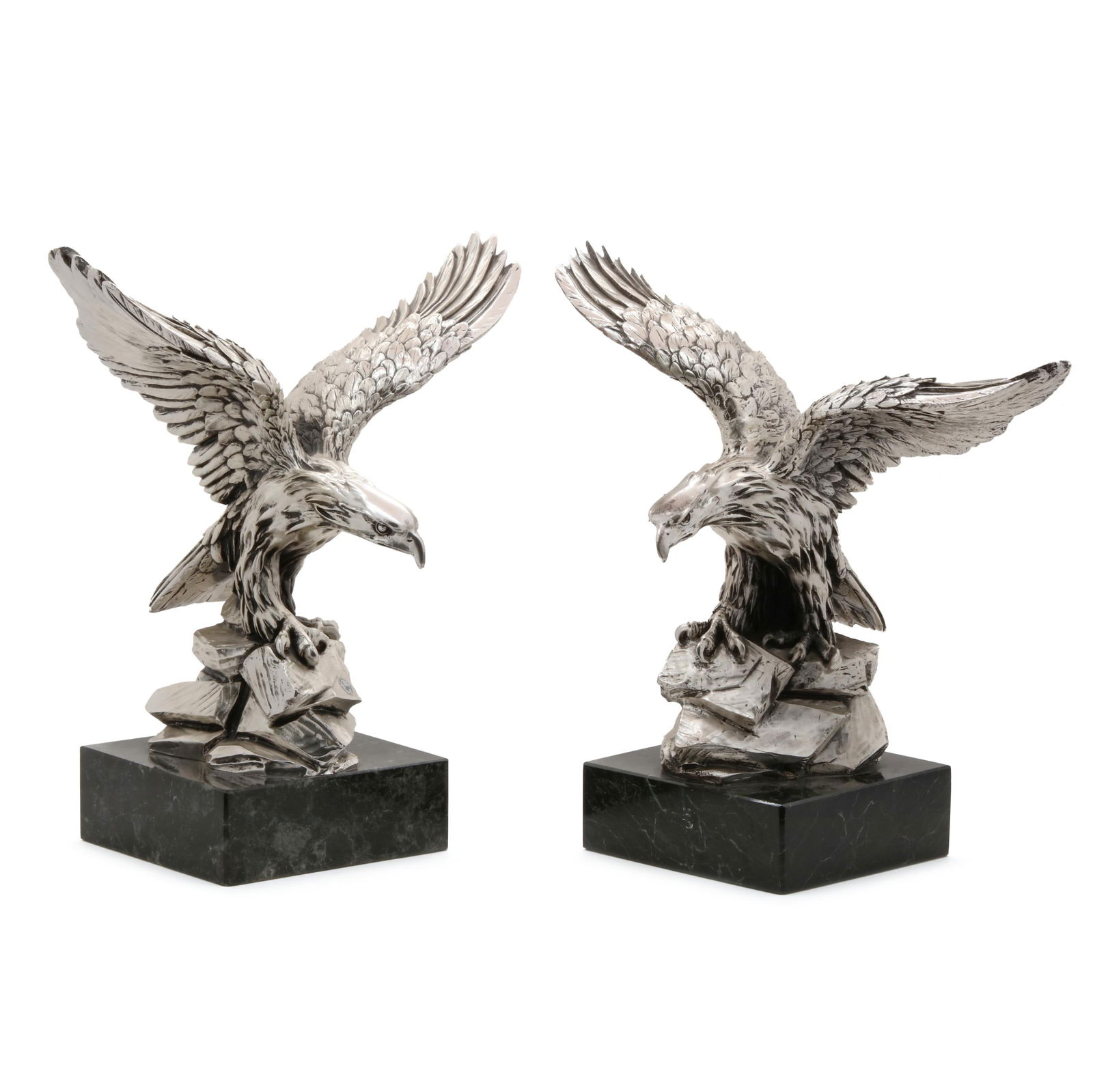 A PAIR OF ITALIAN SILVER-TONED
