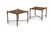 A PAIR OF ITALIAN TILE-TOP OUT
