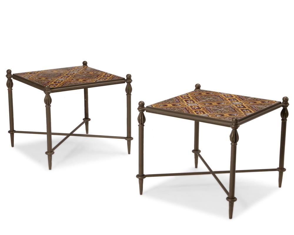 A PAIR OF ITALIAN TILE-TOP