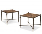 A PAIR OF ITALIAN TILE-TOP OUT