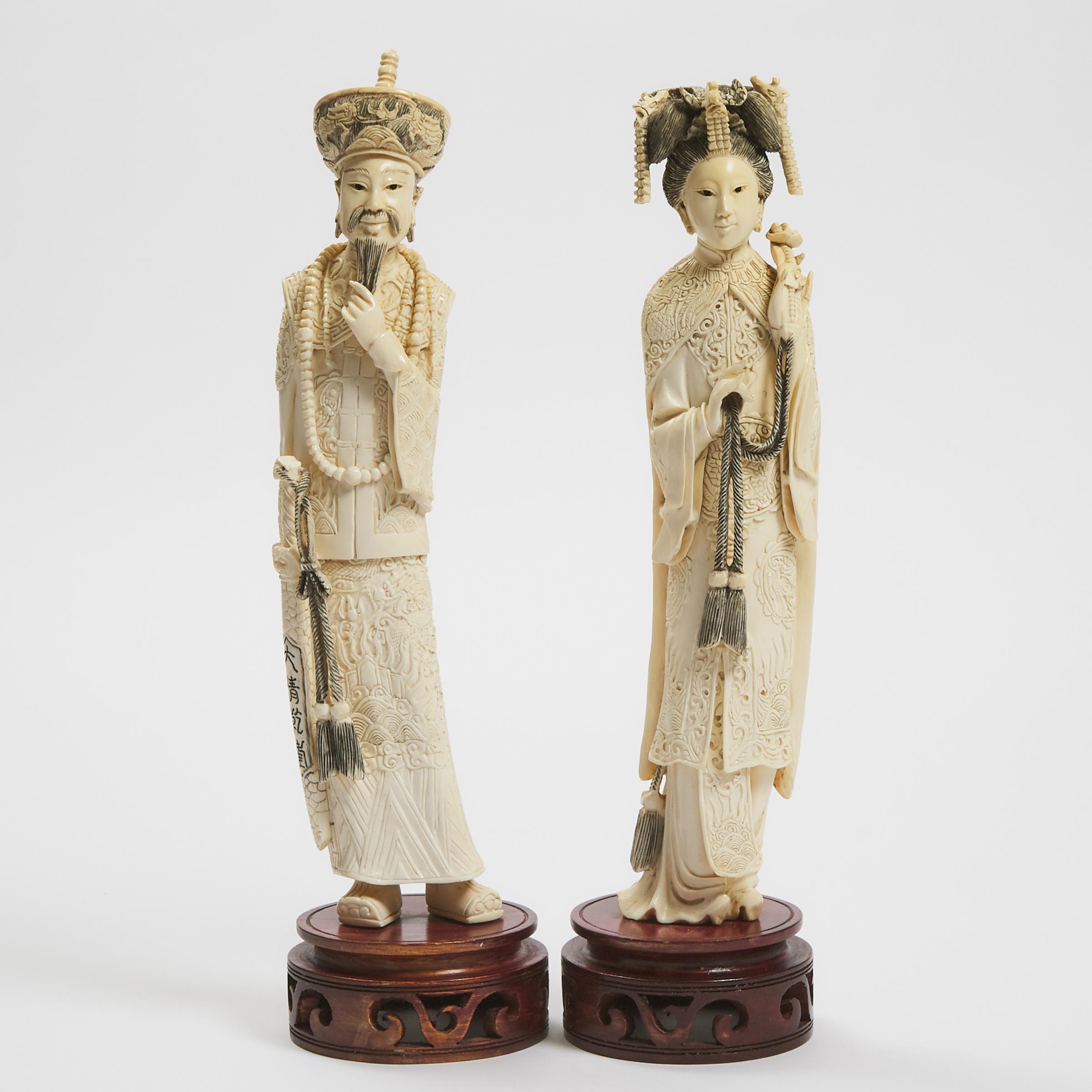 A Pair of Ivory Emperor and Empress