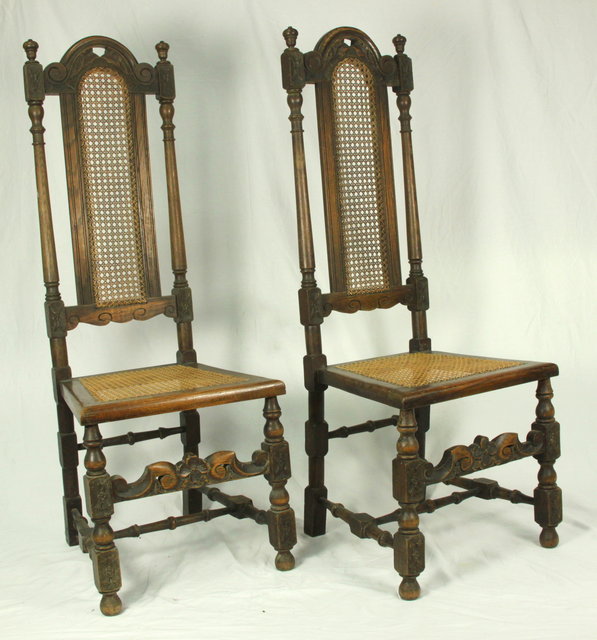 A pair of Jacobean style oak high