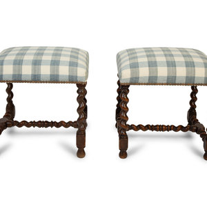 A Pair of Jacobean Style  Stools